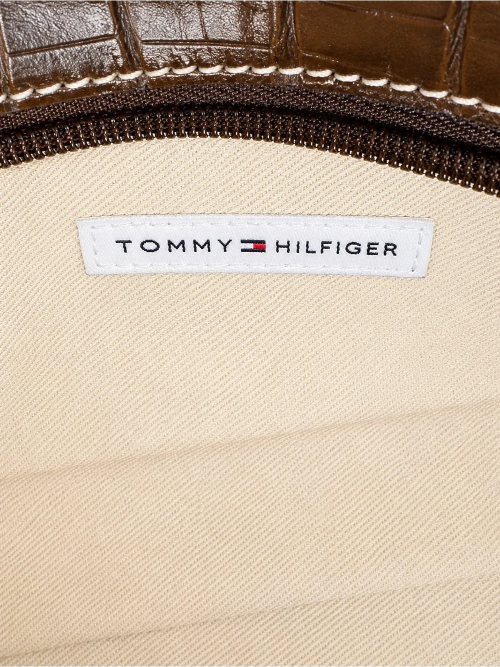 Tommy Hilfiger Straw Tote Brown Croc Embossed Leather Trim Shoulder Bag - Picture 7 of 12